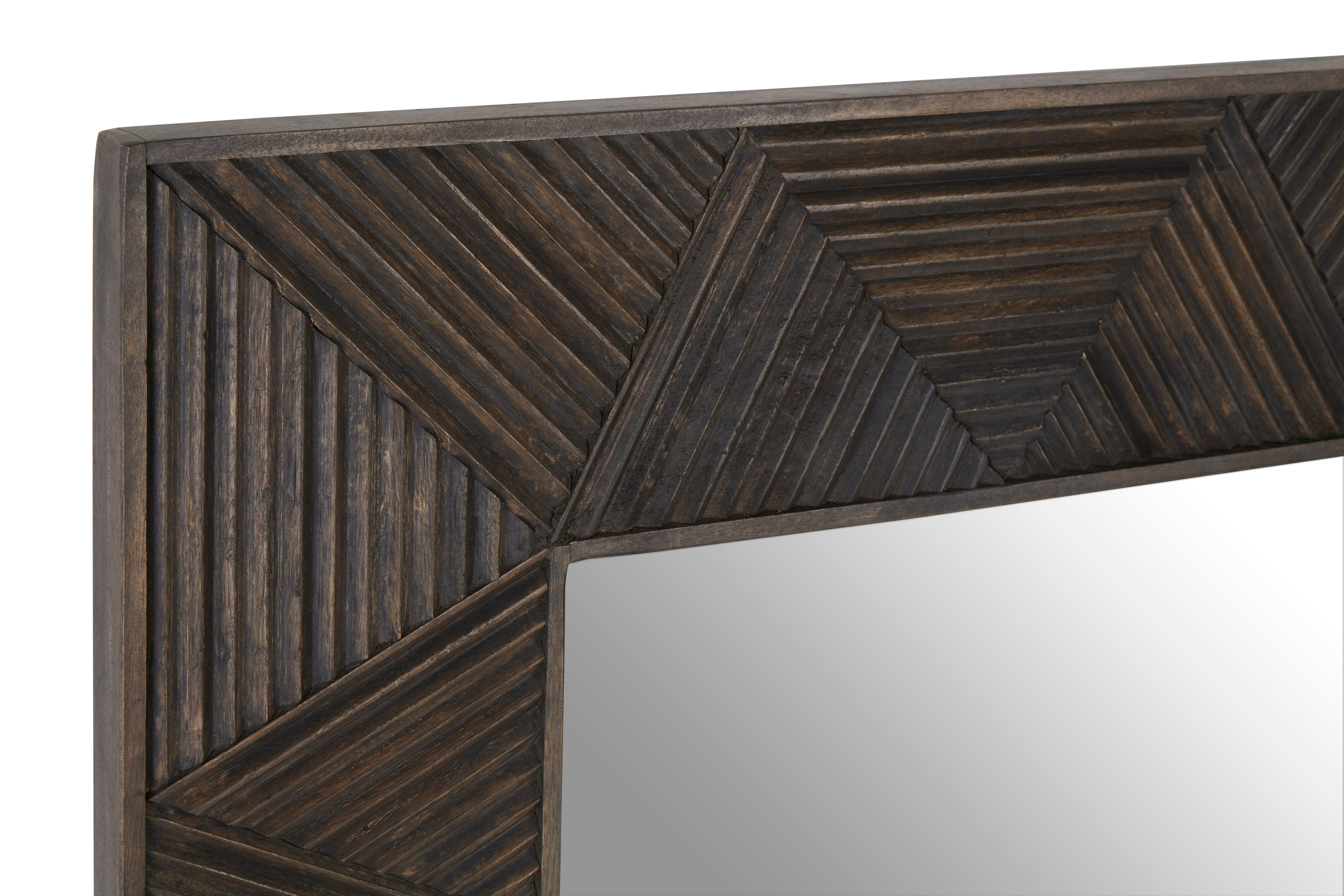 Saira Patterned Mango Wood Square Wall Mirror